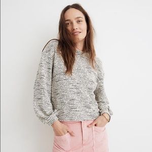 Madewell Bubble-Sleeve Grey Crop Sweater